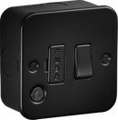 Knightsbridge MLA M6300FTB Metalclad 13A Switched Fused Spur with Flex Outlet - Textured Sand Black Finish