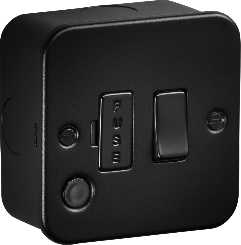 Knightsbridge MLA M6300FTB Metalclad 13A Switched Fused Spur with Flex Outlet - Textured Sand Black Finish