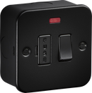 Knightsbridge MLA M6300NTB Metalclad 13A Switched Fused Spur with Neon - Textured Sand Black Finish