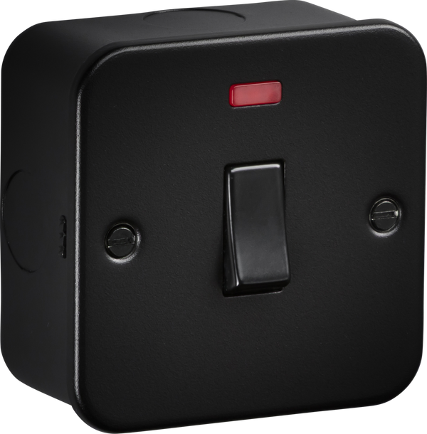 Knightsbridge MLA M8331NTB Metalclad 45A 1G DP Switched with Neon - Textured Sand Black Finish