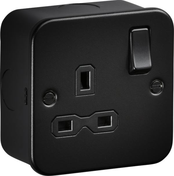 Knightsbridge MR7000TB MLA Metalclad 13A 1G DP Switched Socket - Textured Sand Black Finish