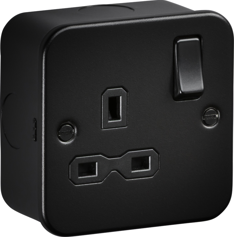 Knightsbridge MR7000TB MLA Metalclad 13A 1G DP Switched Socket - Textured Sand Black Finish