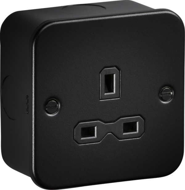 Knightsbridge MLA MR7000UTB Metalclad 13A 1G Unswitched Socket - Textured Sand Black Finish