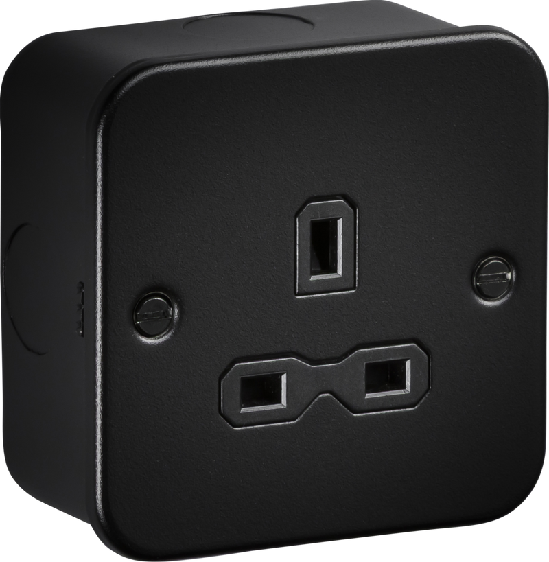 Knightsbridge MLA MR7000UTB Metalclad 13A 1G Unswitched Socket - Textured Sand Black Finish