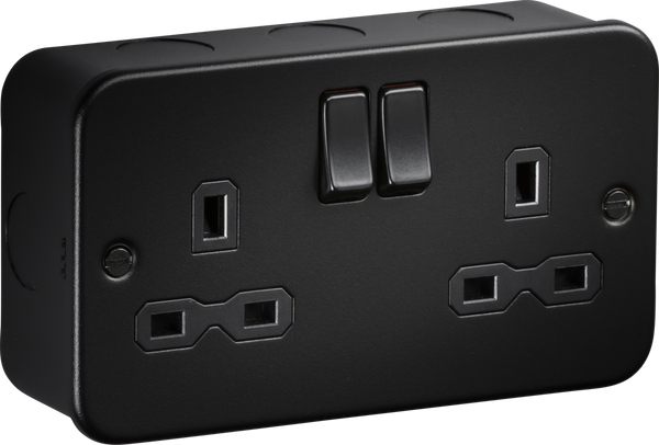Knightsbridge MLA MR9000TB Metalclad 13A 2G DP Switched Socket - Textured Sand Black Finish