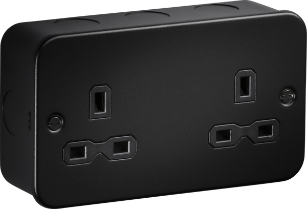 Knightsbridge MLA MR9000UTB Metalclad 13A 2G Unswitched Socket - Textured Sand Black Finish