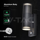 V- tac 24307 VT-10175PIR GU10 Wall Light Holder Double Head IP44 PIR Sensor