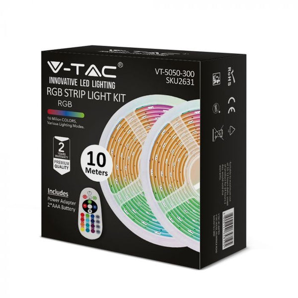 V-TAC 2631 VT-5050 300 4.8W/M LED STRIP LIGHT SET(BS PLUG) IP20 (2X5M ROLL) RGB