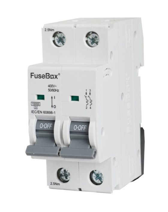 Fusebox MT10C102 3 Phase, MCB, Double Pole 10A 10kA,Curve C