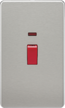 Knightsbridge MLA Screwless SF8332NBC 45A DP Switch with Neon (2G size) - Brushed Chrome