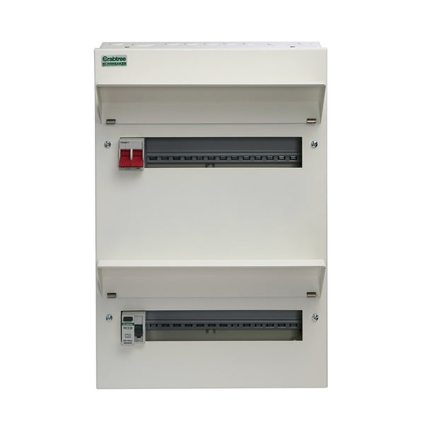 Crabtree 526-283B 26 Way Split Load Duplex Consumer Unit 100A Main Switch +13, 80A 30mA RCD +13