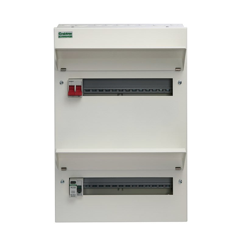 Crabtree 526-283B 26 Way Split Load Duplex Consumer Unit 100A Main Switch +13, 80A 30mA RCD +13