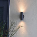 Lutec 5510801424 rado ip44 2x gu10 wall light in black graphite
