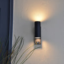 Lutec 5510809424 rado pir ip44 2x gu10 wall light in black graphite