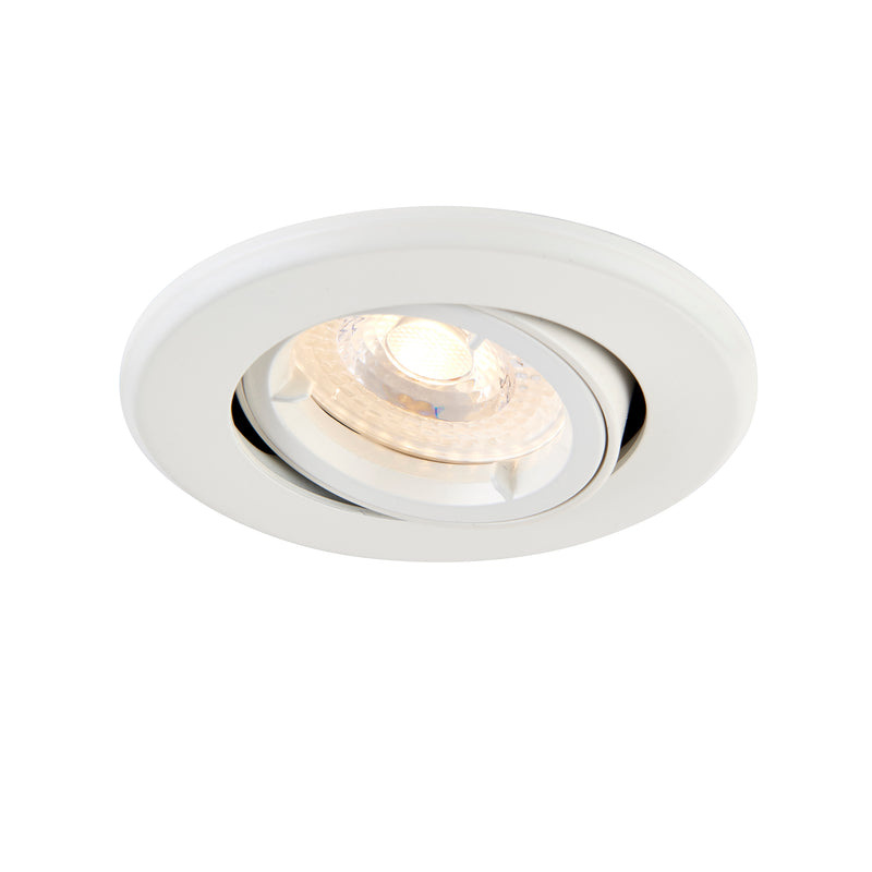 Saxby 61060 ShieldPLUS Tilt, Fire Rated, Dimmable GU10 Downlight – Fully Adjustable Matt White