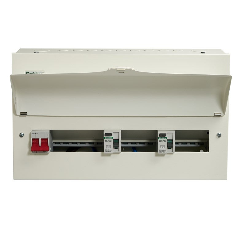 Crabtree 514-268484B 14 Way High Integrity Consumer Unit 100A Main Switch +6, 80A 30mA RCD +4, 80A 30mA RCD +4