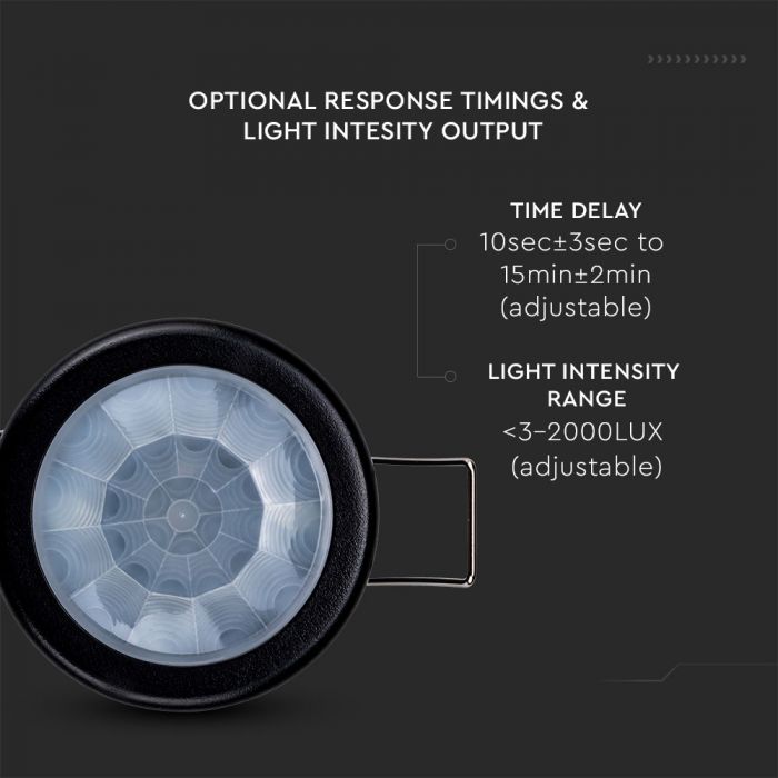 V-Tac VT-8092 PIR CEILING SENSOR-BLACK BODY (MAX:400W LED)