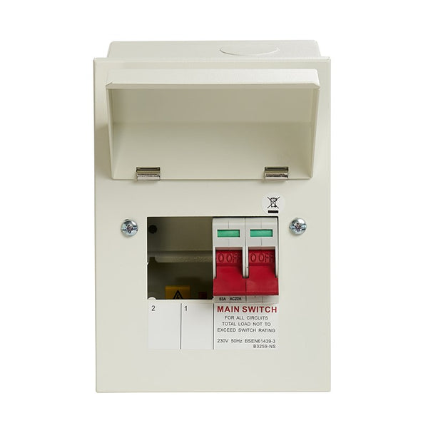 Crabtree 18MS2 2 Way Consumer Unit Main Switch 63A, Flexible Configuration