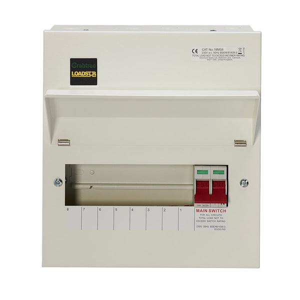 Crabtree 18MS8 8 Way Consumer Unit Main Switch 100A, Flexible Configuration