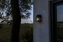 Lutec 5273702012 kelsey ip44 e27 wall light in black with clear glass