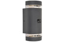Lutec 5604014118 focus pir ip44 2x gu10 up & down wall light in dark grey