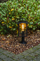 Lutec 7273604012 kelsey ip44 e27 pedestal light in black with clear glass