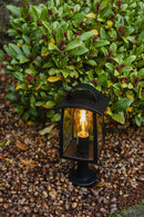 Lutec 7273604012 kelsey ip44 e27 pedestal light in black with clear glass