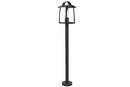 Lutec 7273605012 kelsey ip44 e27 bollard light in black with clear glass