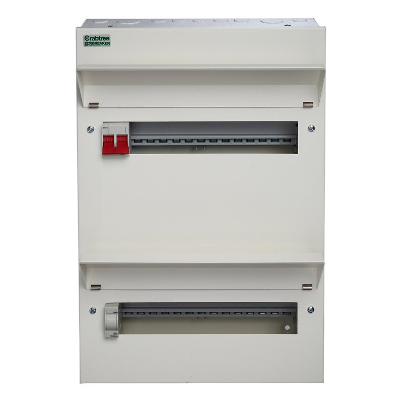 Crabtree 527-2B 27 Way Duplex Consumer Unit Main Switch 100A