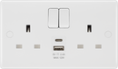 BG 822UAC12 Nexus White Moulded Double Switched Socket w/ USB A + C (12W)