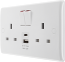 BG 822UAC12 Nexus White Moulded Double Switched Socket w/ USB A + C (12W)