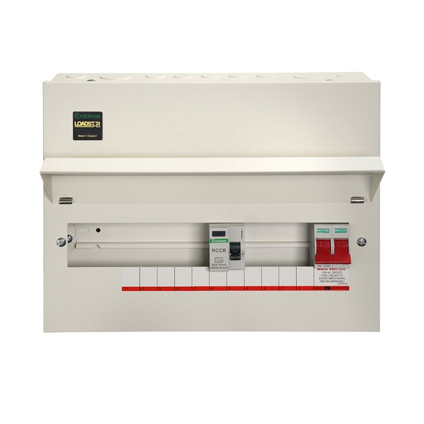 Crabtree 18MRSL12 12 Way Split Load Consumer Unit 100A Main Switch, 80A 30mA RCD, Flexible Configuration