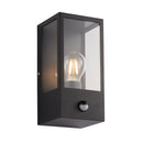 Saxby 94348 Breton Outdoor (IP44) Decorative Wall Light with PIR Sensor in Matt Black & Clear Glass