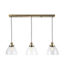 Endon 98114 Hansen 3-Light Linear Pendant – Dimmable Antique Brass Ceiling Light for Modern Spaces