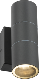 Knightsbridge MLA OWALL02AP 230V IP54 GU10 Up and Down Wall Light with Photocell Sensor - Anthracite