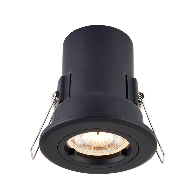 Saxby 99758 ShieldPlUS Fire Rated, Dimmable GU10 Downlight in Matt Black with Easy Push-Fit Installation