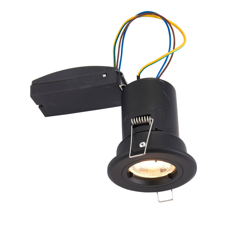 Saxby 99758 ShieldPlUS Fire Rated, Dimmable GU10 Downlight in Matt Black with Easy Push-Fit Installation