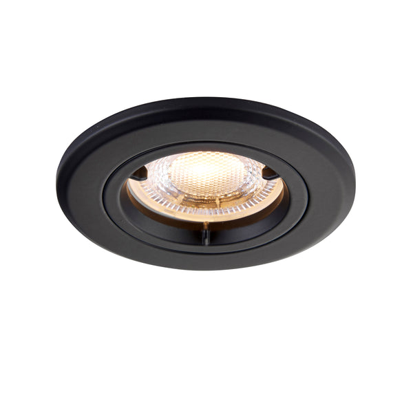 Saxby 99758 ShieldPlUS Fire Rated, Dimmable GU10 Downlight in Matt Black with Easy Push-Fit Installation