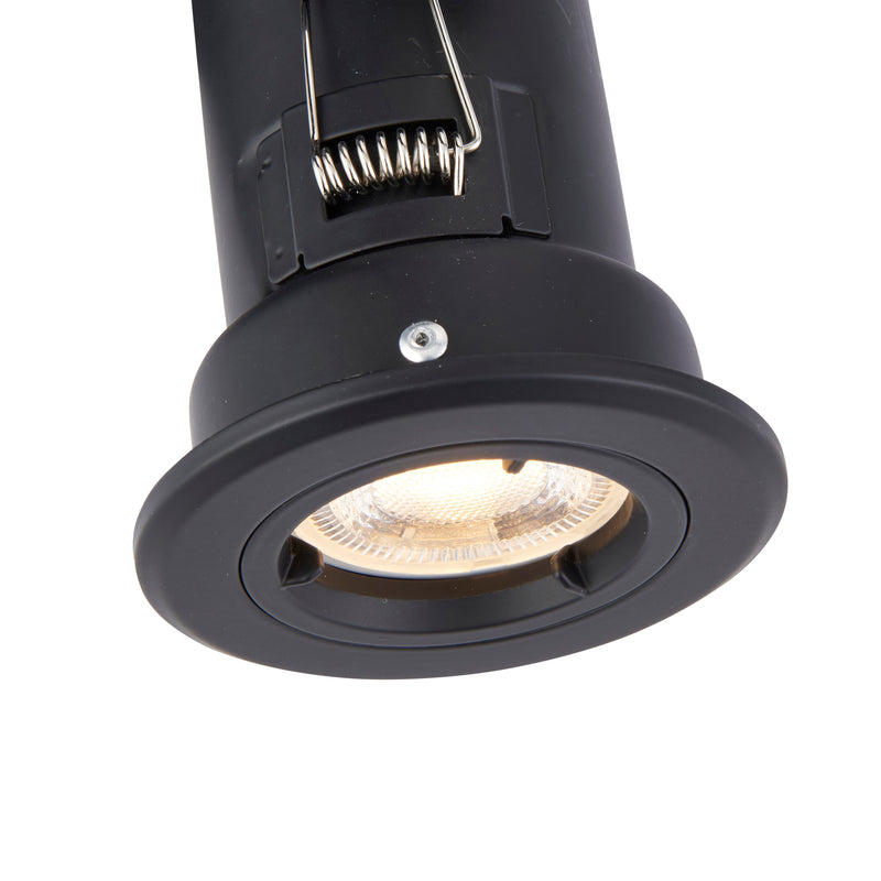 Saxby 99758 ShieldPlUS Fire Rated, Dimmable GU10 Downlight in Matt Black with Easy Push-Fit Installation