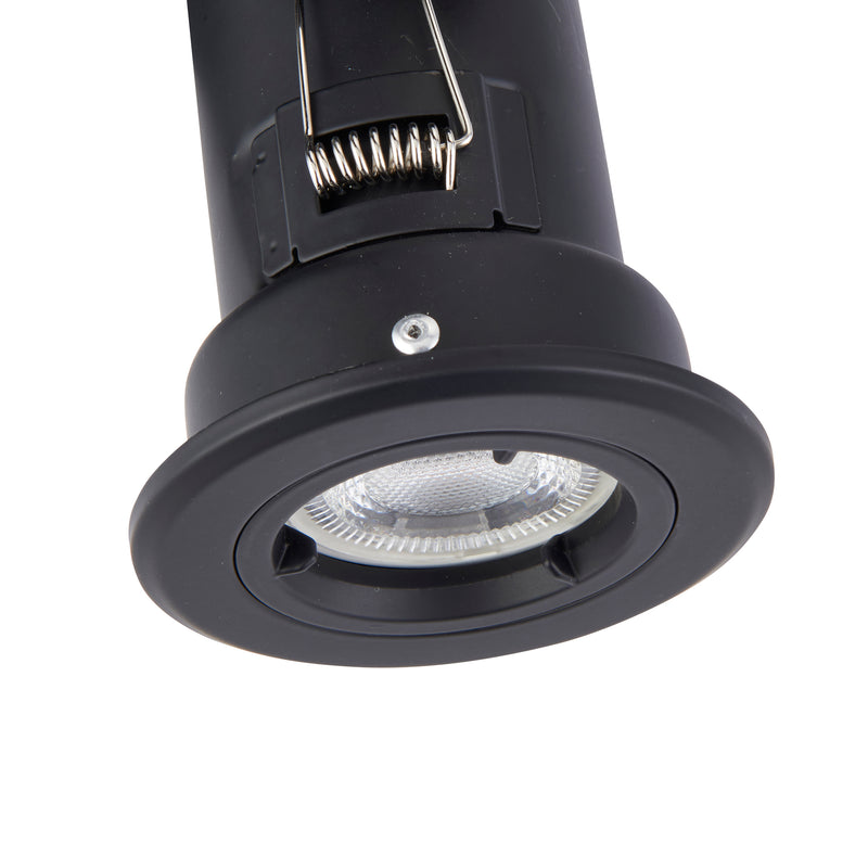 Saxby 99758 ShieldPlUS Fire Rated, Dimmable GU10 Downlight in Matt Black with Easy Push-Fit Installation