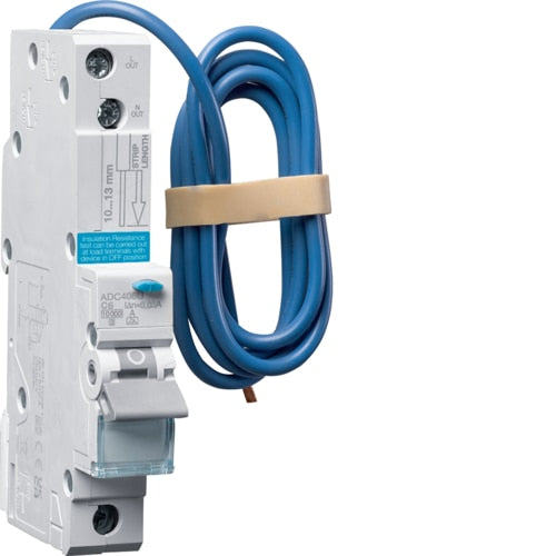 Hager ADC406U (direct replacement of ADA156U) 6A, 1-Pole, 10kA C-Curve, Type A RCBO