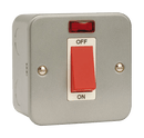 Click Scolmore CL201 Metal Clad - 50A 1 Gang Double Pole Switch With Neon - Red Rocker - With Back Box