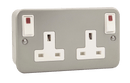 Click Scolmore CL840 13A 2 Gang Switched Socket With Out Board Neon Rockers