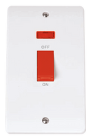 Click Scolmore CMA203 Mode - 50A 2 Gang Double Pole Switch With Neon (Vertical) - Orange Rocker