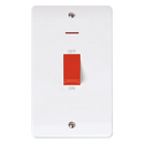 Click Scolmore CMA2203 Mode - 50A 2 Gang Double Pole Switch With LED (Vertical) - Red Rocker