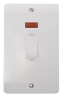 Click Scolmore CMA503 Mode - 50A 2 Gang Double Pole Switch With Neon (Vertical) - White Rocker
