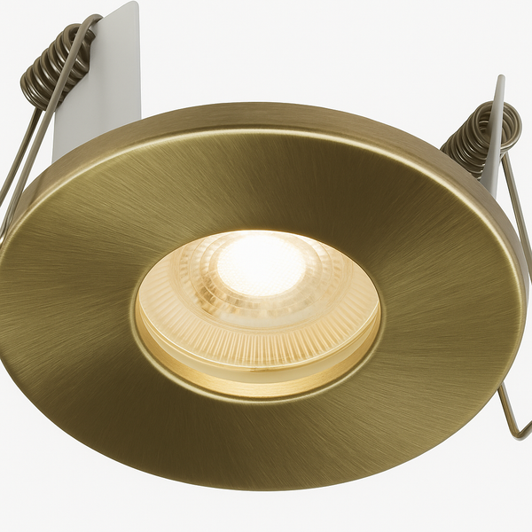 Knightsbridge MLA FRNIPMW Antique Brass FireNova IP65 (Waterproof) Fixed GU10 Fire-rated Open-back Downlight - Matt White for Suitable for Bathrooms