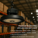 SELECTPRO 200W 160LM/W Power Selectable (120W/150W/200W), CCT (3000K/4000K/5000K) LED UFO High Bay Light w/ Lumiled LED (SMD2835) & LiFud Driver - For Warehouses, Offices and Commercial Spaces