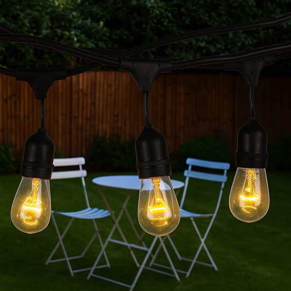 LUMiLiFe S17286 10 Light LED Outdoor String Filament Fitting (Bulbs Included) in Black