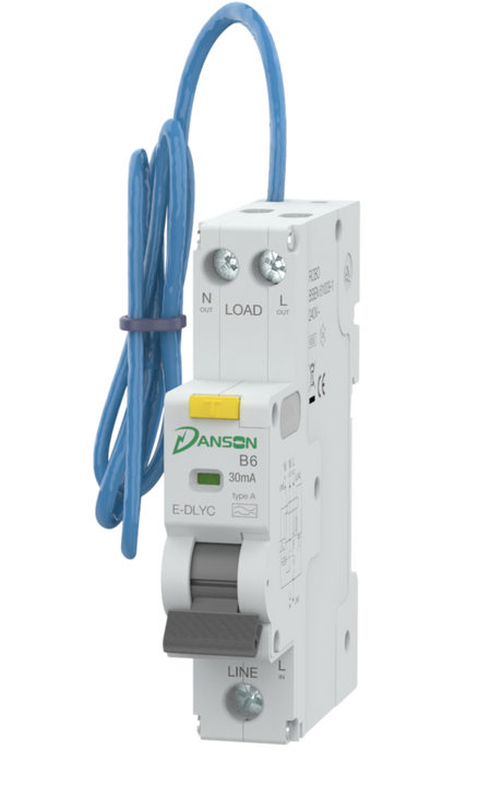 Danson E-DLYC2106 6A Compact Single Pole 6kA RCBO, B Curve 30mA A Type